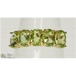 #4-10KT WHITE GOLD FIVE PERIDOT RING