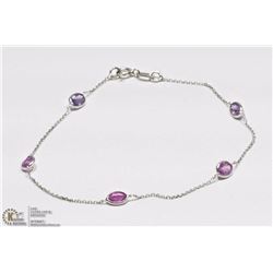 #6-10KT W.GOLD PINK&PURPLE SAPPHIRE BRACELET