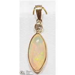 #7-14KT YELLOW GOLD OPAL & DIAMOND PENDANT