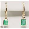 Image 1 : #8-14KT Y.GOLD EMERALD & DIAMOND EARRINGS