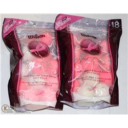 TWO NEW BAGS OF WILSON BREAST CANCER GOLF BALLS