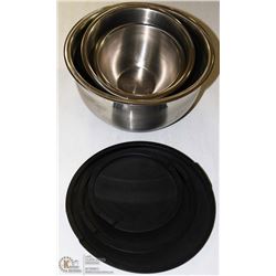 SET OF 3 STAINLESS STEEL BOWLS AND LIDS