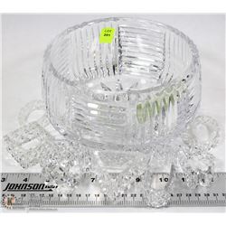 ESTATE CRYSTAL BOWL AND NAPKIN RINGS