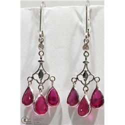 #12-14KT WHITE GOLD RUBY & DIAMOND EARRINGS