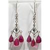 Image 1 : #12-14KT WHITE GOLD RUBY & DIAMOND EARRINGS
