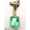Image 1 : #13-14KT Y.GOLD EMERALD & DIAMOND PENDANT