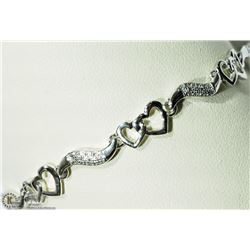 #14-ST SILVER DIAMOND HEART DESIGN BRACELET