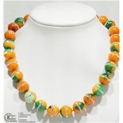 #17-STERLING SILVER AGATE & CRYSTALS NECKLACE