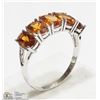 Image 2 : #18-10KT W.GOLD MADEIRA CITRINE FIVE OVAL RING
