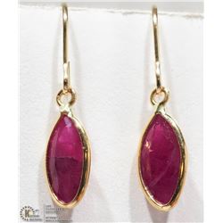 #19-14KT YELLOW GOLD RUBY DANGLING EARRINGS
