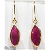 Image 1 : #19-14KT YELLOW GOLD RUBY DANGLING EARRINGS