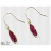 Image 2 : #19-14KT YELLOW GOLD RUBY DANGLING EARRINGS