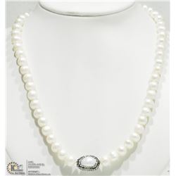 #20-ST SILVER CLASP PEARL & CUBIC NECKLACE