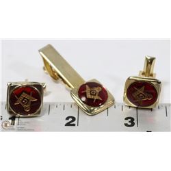 FREE MASON TIE CLIP & CUFFLINKS SET