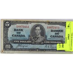1937 CANADIAN $5 BILL