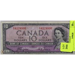 1954 CANADIAN DEVILS FACE $10 DOLLAR BILL