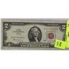 Image 1 : 1963 US RED SEAL $2 DOLLAR BILL