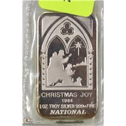 1984 CHRISTMAS 1 OUNCE SILVER BAR