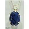 Image 2 : #27-14KT Y.GOLD BLUE SAPPHIRE PENDANT W/CHAIN