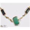 Image 2 : #28-14KT Y.GOLD BLUE SAPPHIRE & EMERALD BRACELET