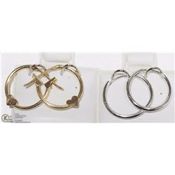 #30-14KT Y&W GOLD 2 PAIRS OF HOOPS EARRINGS