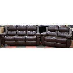 NEW BROWN LEATHERETTE RECLINING 77" SOFA