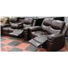 Image 2 : NEW BROWN LEATHERETTE RECLINING 77" SOFA