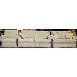 ESTATE FABRIC 3 PC SOFA SET WITH THROW CUSHIONS