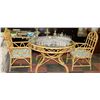 Image 1 : BAMBOO AND WICKER GLASSTOP TABLE WITH 2 ARMCHAIRS