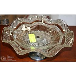 GLASS AND SILVERPLATED SERVING DISH