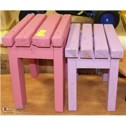 LOT OF 2 COLORED GARDEN STOOLS