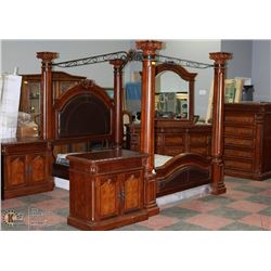 DELUXE CARVED STYLE 4 POST QUEEN SIZE BEDROOM