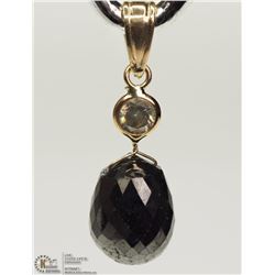 #31-14KT YELLOW GOLD BLK & WHITE DIAMOND PENDANT