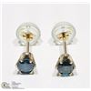Image 2 : #32-14KT YELLOW GOLD BLUE DIAMOND EARRINGS