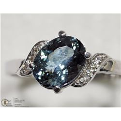 #38-14KT WHITE GOLD TANZANITE & DIAMOND RING