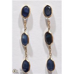 #39-14KT Y.GOLD BLUE ENHANCED SAPPHIRE EARRINGS