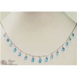 #40-10KT WHITE GOLD BLUE TOPAZ NECKLACE