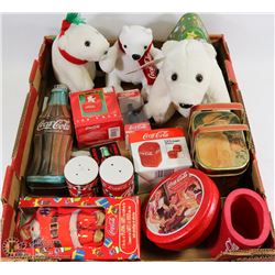 COCA COLA FLAT OF COLLECTIBLES INCL.SALT & PEPPER