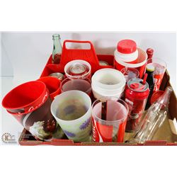 COCA COLA FLAT OF COLLECTIBLE BOTTLES INCL LARGE