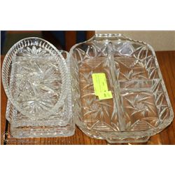 4 PIECE PINWHEEL CRYSTAL SMALL SERVING TRAYS
