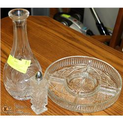 ESTATE LOT OF 3 UNMATCHED CRYSTAL SERVING PIECES