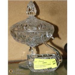 ESTATE PINWHEEL 9" LIDDED CANDY DISH AND 5"