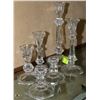 Image 1 : SET OF 6 CRYSTAL CANDLE HOLDERS-VARIOUS HEIGHTS