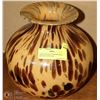 Image 1 : LARGE ESTATE 10" BROWN AND CREAM GLASS VASE
