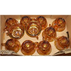 SET OF 11 CARNIVAL GLASS COFFEE CUPS