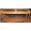 Image 1 : OAK SOFA TABLE WITH GLASS INSERTS