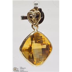#42-14KT YELLOW GOLD CITRINE & DIAMOND PENDANT