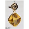Image 1 : #42-14KT YELLOW GOLD CITRINE & DIAMOND PENDANT