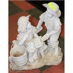 RUSTIC RESIN BOY AND GIRL GARDEN DECOR