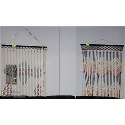 SET OF 2 WOOD BEADED CURTAIN/ WALL HANGINGS -